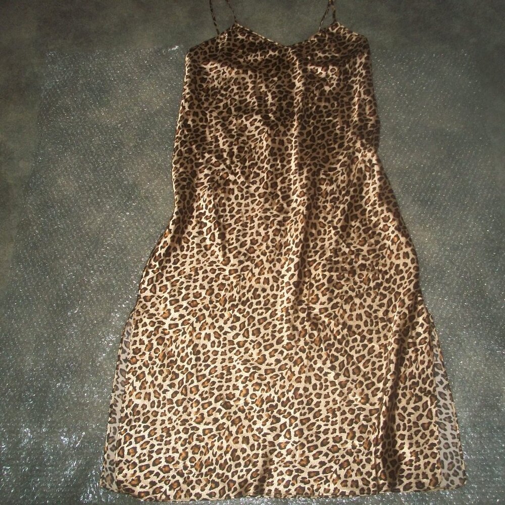 womens full length nightgown.cheetah.strappy back.size medium